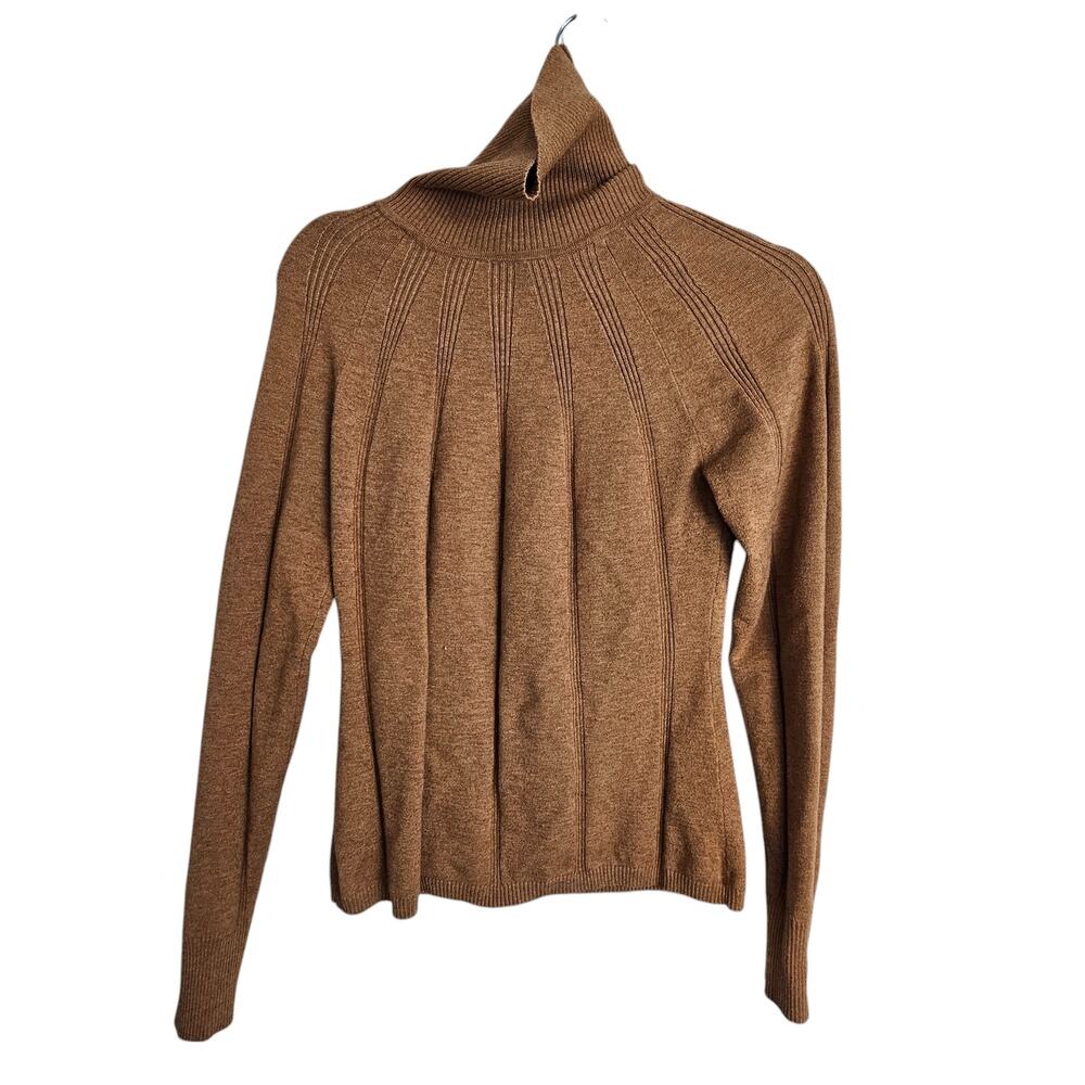 White House Black Market Sweater Knit Sweater Women M Brown Turtleneck Sweater